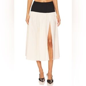 Lovers + Friends Cream A-Line Midi Skirt with s